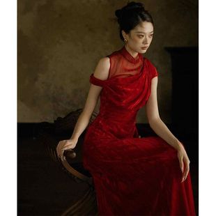 新中式敬酒服2025新款复古红色结婚宴会礼服改良旗袍订婚连衣裙女