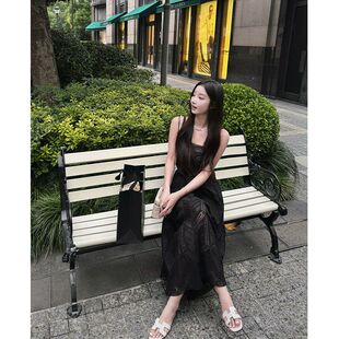 超重工黑色细带波嬉连衣裙甜酷女神定制蕾丝