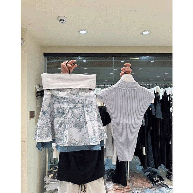 韩国东大门2025夏季新款韩版气质修身针织衫+半身裙两件套装女