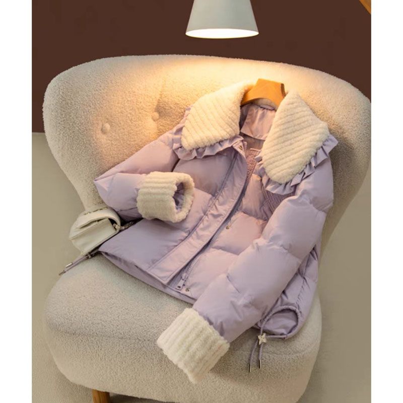 小个子紫色羽绒服女2024