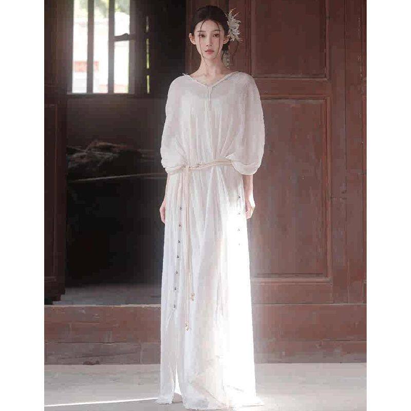 2025冷淡系独特别致裙子超好看漂亮新中式国风绝美气质白色连衣裙