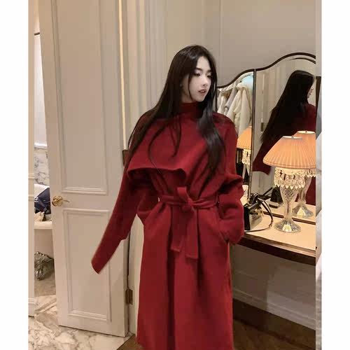 新年战袍红色收腰显瘦遮