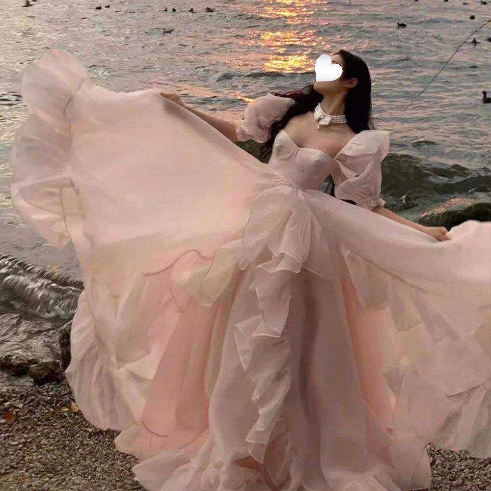粉色晚礼服女高级感法式