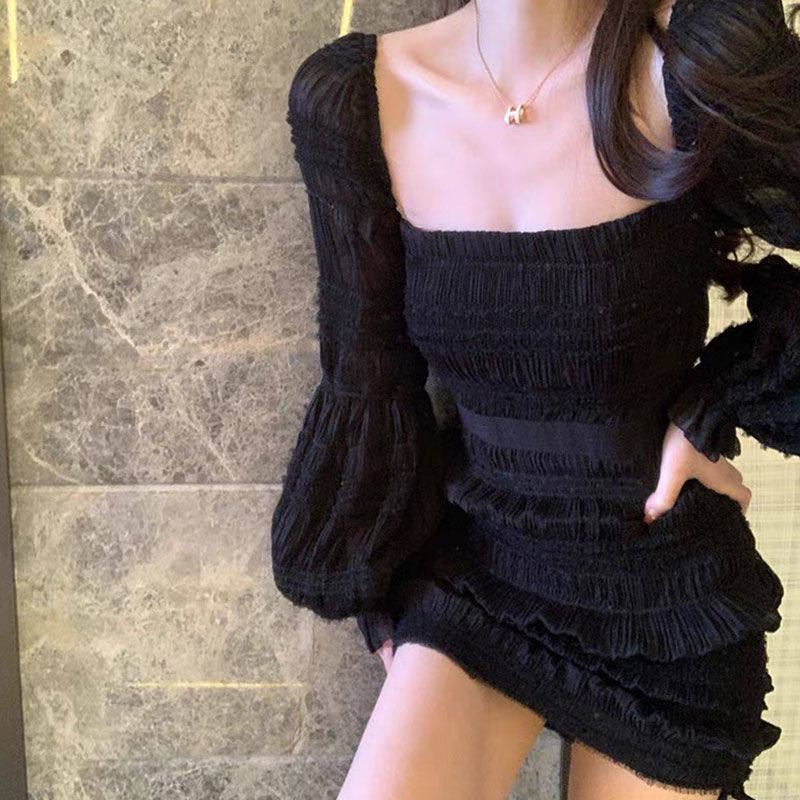 黑色气质连衣裙女2025新