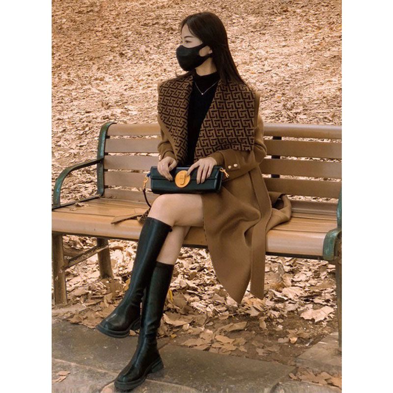 韩系高级感卡其色海军领