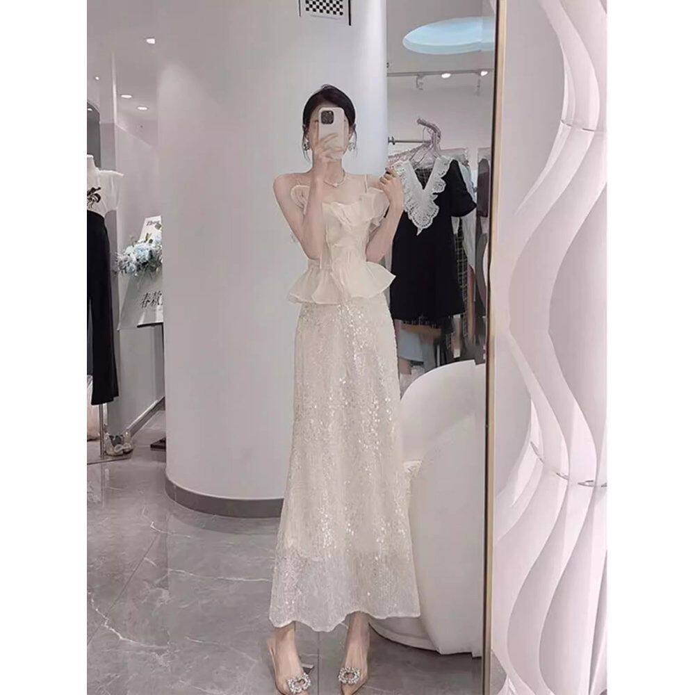 高级感别致气质女神范小香风时尚吊带半身裙套装女夏季