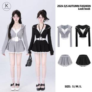 JOY KIKI金金【女团练习生】秋季显瘦蕾丝运动风外套大摆蓬蓬裙