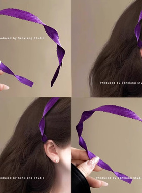 包配件拎环！腾兰紫色~蓝色螺旋布艺细发箍！设计感新头箍高级感