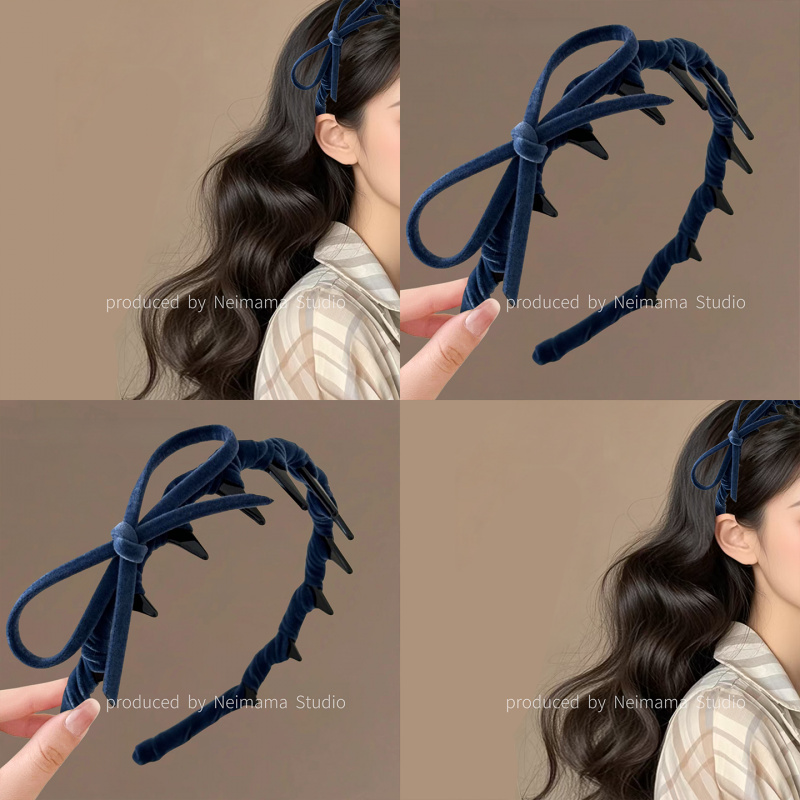 内妈妈发饰！深蓝晚宴~复古丝绒