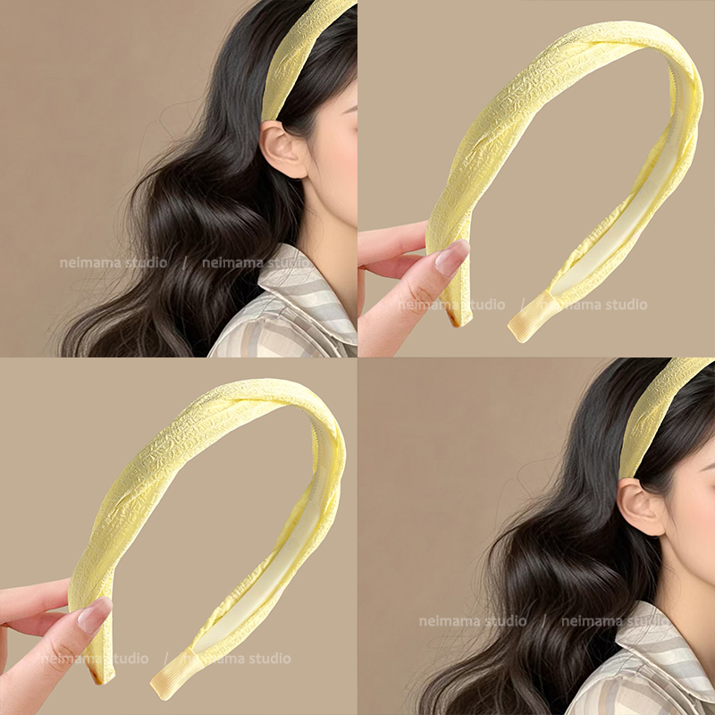 包配件拎环！夏诺奶油~鹅黄小清新麻花发箍女2025新明媚气质洗脸