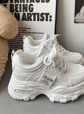 2025新款9CM厚底老爹鞋女百搭增高小个子松糕运动鞋子内增高女鞋