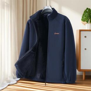 点击率摇粒绒秋冬男士绒衣外套加绒加厚保暖外穿立领休闲运动休闲