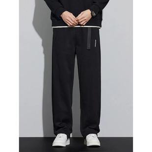 新织序衣舍男裤春秋季潮流胖子宽松休闲厚棉裤直筒裤子男款弯刀裤