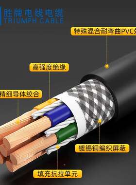 柔软坦克链屏蔽耐弯折1500万次机器人线52258带厂7-61.0平*方胜牌