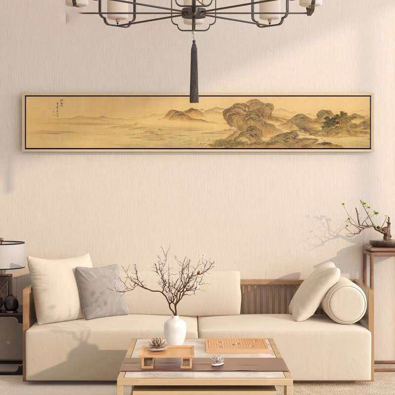 新中式客厅装饰湖ZVC春暖图山水国画横壁画画大气山书房办公室版,家居饰品,现代装饰画,淘宝优惠券,粉丝福利购,淘宝优惠卷