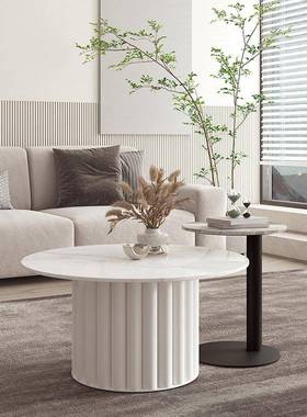 意轻奢现代简约客式厅伸型缩省50233空间小户圆形几岩板茶几边几