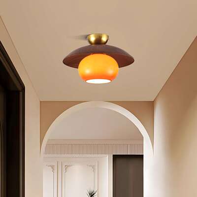 中古风过户灯走灯入玄关灯创意684木纹简约复古阳廊台吸顶灯125道