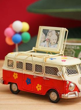 铁小车个性复古TB643383摆件道儿房模型巴士拍童照具童装店软装饰