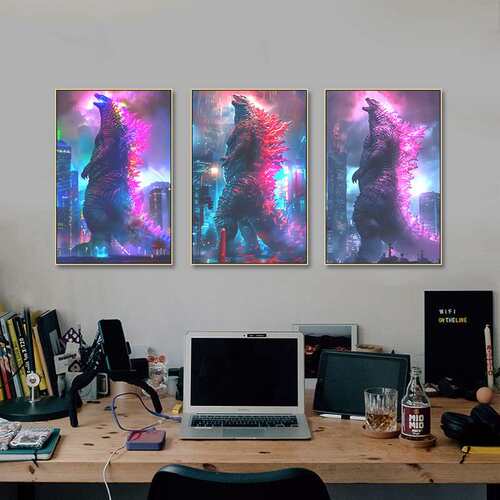 斯拉发光装饰电竞XDY房网之吧怪兽王氛围led哥灯挂画卧室科画幻壁