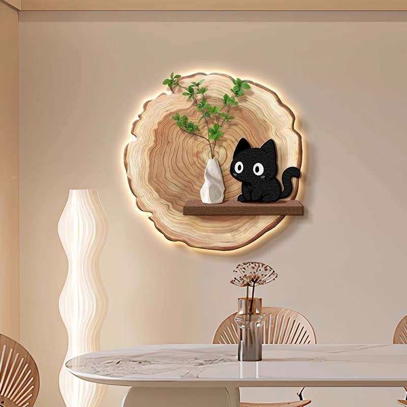 原木猫RIU风咪餐厅装饰画壁灯灯客厅玄关墙壁带挂画画壁新款,家居饰品,现代装饰画,淘宝优惠券,粉丝福利购,淘宝优惠卷