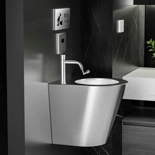 酒吧KTV卫生间挂墙式英雄呕吐池醉酒后漱口盆304不锈钢感应呕吐盆