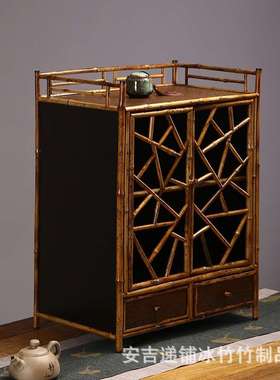 家20220813春梅鹿茶收棚竹制意茶棚厂茶具纳柜禅意博古架茶具架收