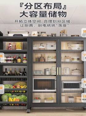 厨置架家用可调节尘防RAQ多层加厚置物柜多功能带门落物地储物房