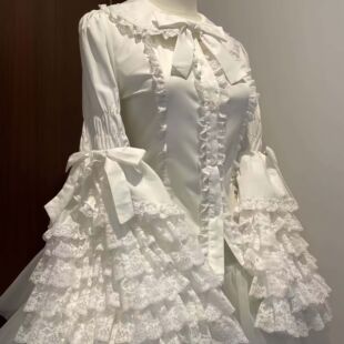 百搭内搭春季 长袖 外穿Lolita可爱内搭 衬衫 蕾丝doll感lolita姬袖