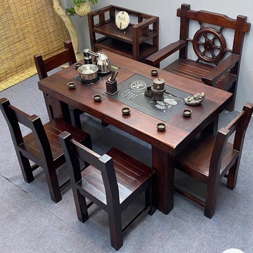 老船木实木茶桌组合新款茶台全套茶几功夫泡茶台简约家用茶桌一套