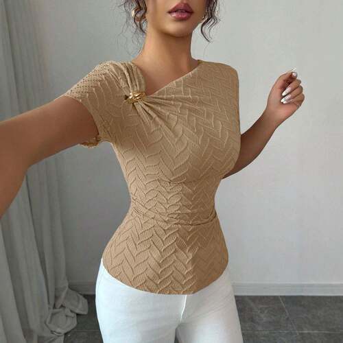 Women's Casual Spring Summer Striped Short Sleeve Top