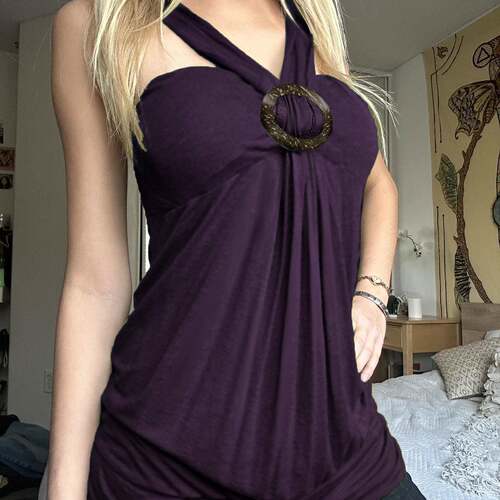 Women's Retro Vintage Round Neck Ethnic Style Crinkle Halter