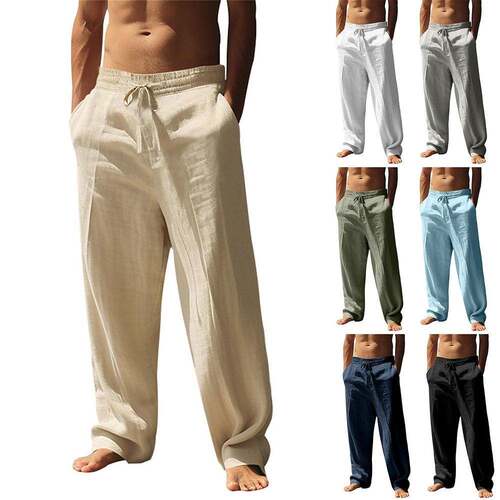 Men's casual linen pants men's casual trousers loose cool