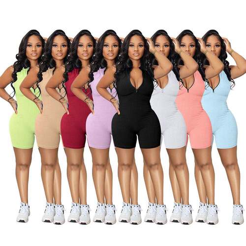 Solid Half Zip Up Shapewear Ruched Tummy Control Romper