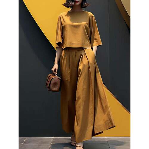 Women's Cozy Two-Piece Outfit | Fashion 3 / 4 Sleeve Top &