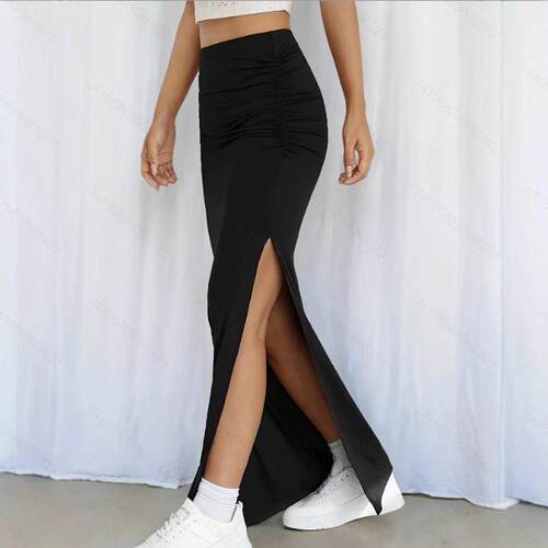 Fashion Women's Split Maxi Knit Skirt Slim-Fitting Casual