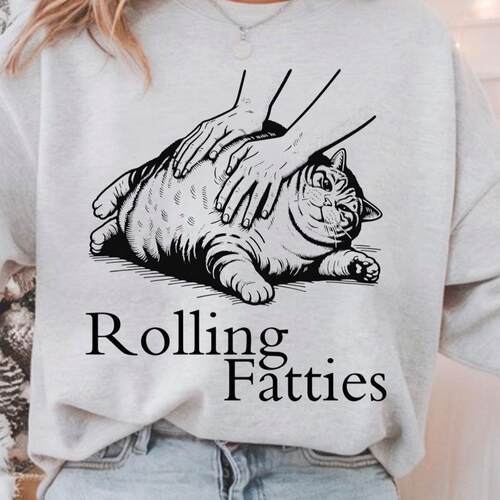 Cat Print Casual Fashion Home Wear Top Round Neck Pullover