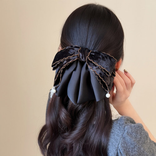 复古千金风缎面蝴蝶结发夹