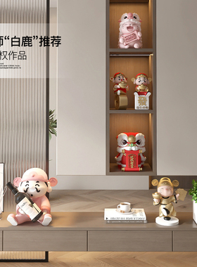 国潮醒狮摆件客厅酒柜装饰品轻奢大气电视柜玄关摆设开业乔迁礼品