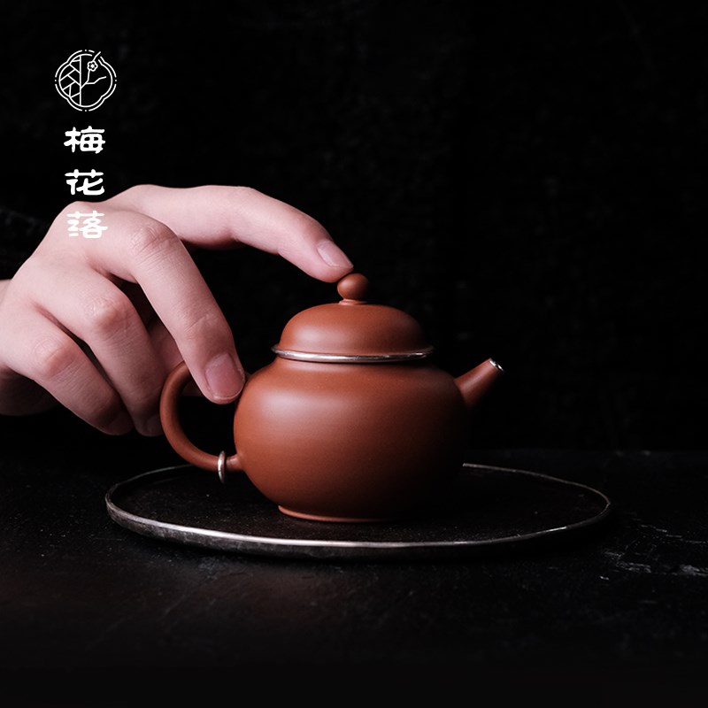 梅花落手拉红泥紫砂壶具轮珠工夫茶壶纯手工小品壶正把单壶清物堂