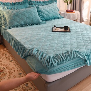 冬季床笠罩床垫套一米八加绒加厚斗笠床罩珊瑚绒床立法兰绒