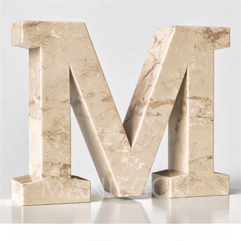 侘寂风黄洞石书立大理石字母书档茶几办公室桌面书房书柜酒柜摆件