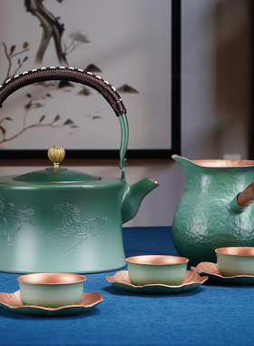 紫铜茶壶《房兵曹胡马茶礼套装》手工大号壶家用办公煮茶具礼盒