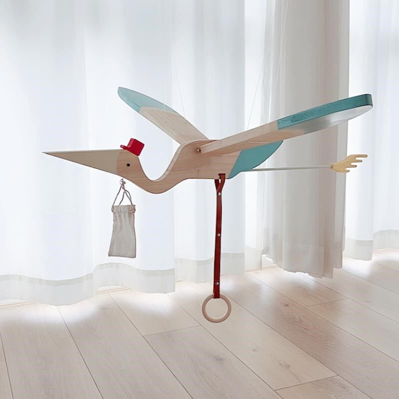 创意儿童房间幼儿园原木空中平衡挂件布置装饰送子鸟吊饰生日礼物