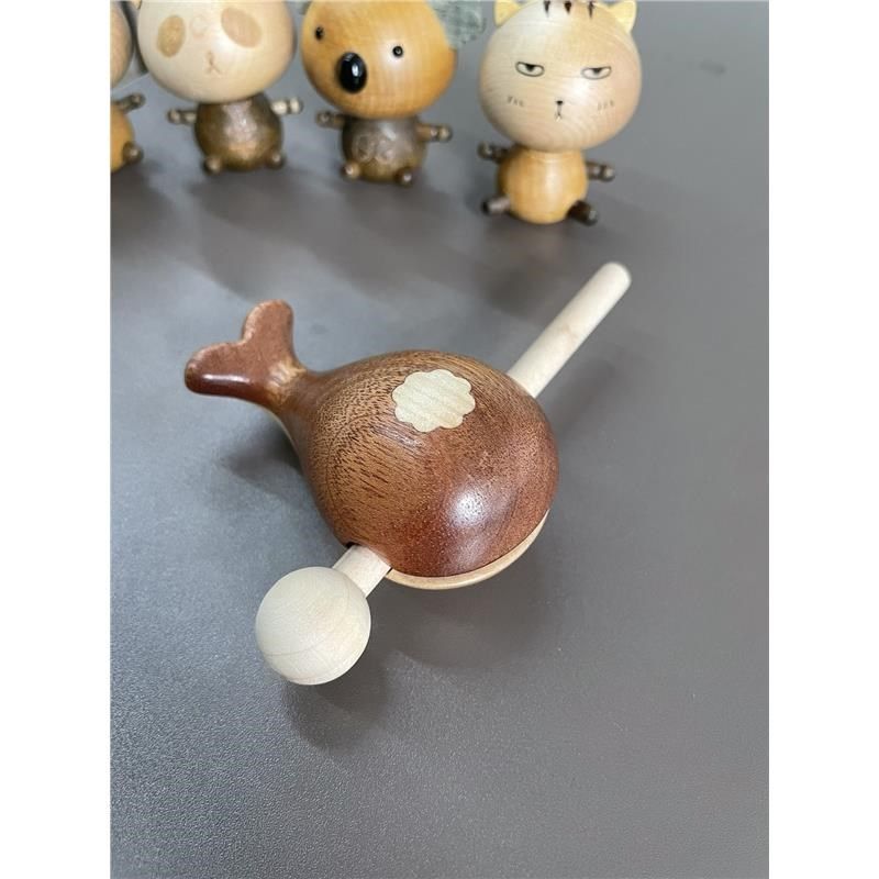 小木鱼解压敲打迷你实木法器鲸鱼木质桌面摆件鲸木鱼创意生日礼物