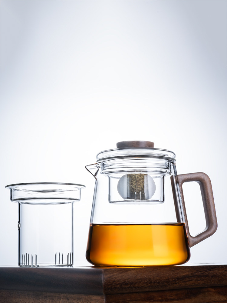 全新全玻璃小绿橙专用茶壶大容量茶水分离耐高温过滤茶具