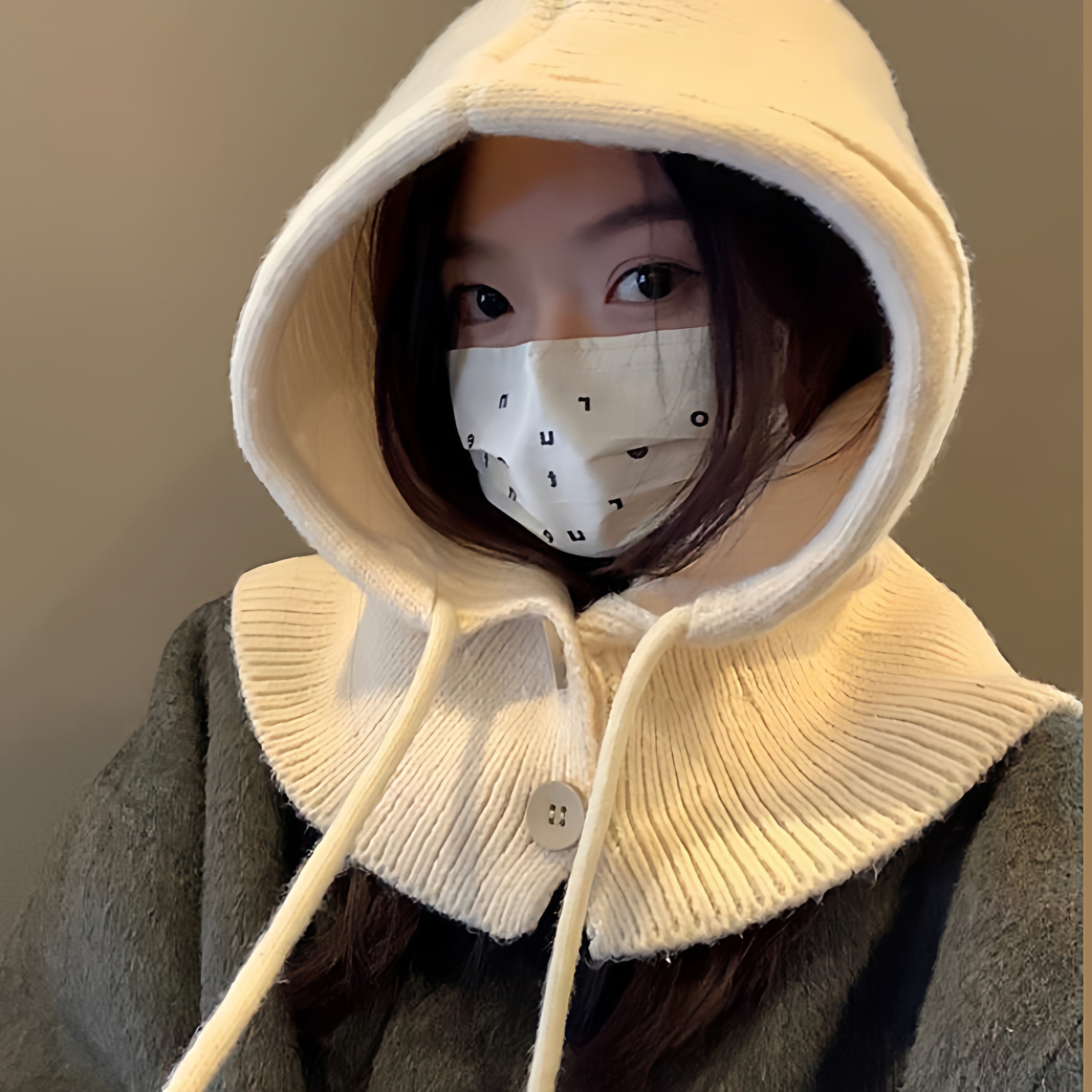 韩版可爱秋冬小羊毛绒帽保暖绑带
