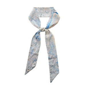 原创莫奈小众雪景油画绑包包手柄丝巾飘带领巾腰带发带绑耳机女