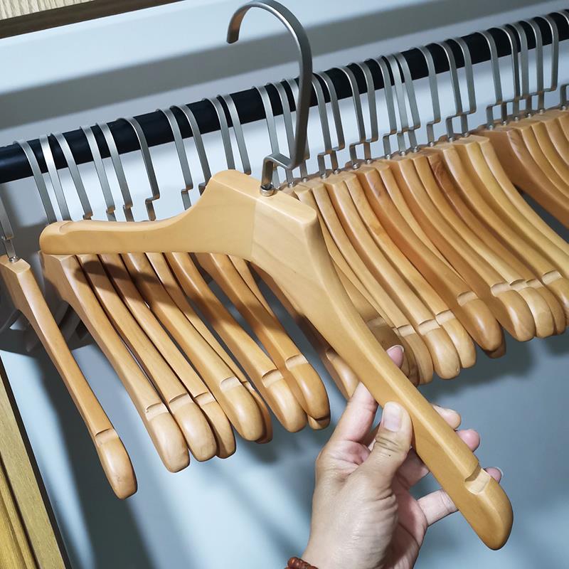 实木衣架男女装服装店家用酒店原木清漆高级植绒衣帽间婚纱店
