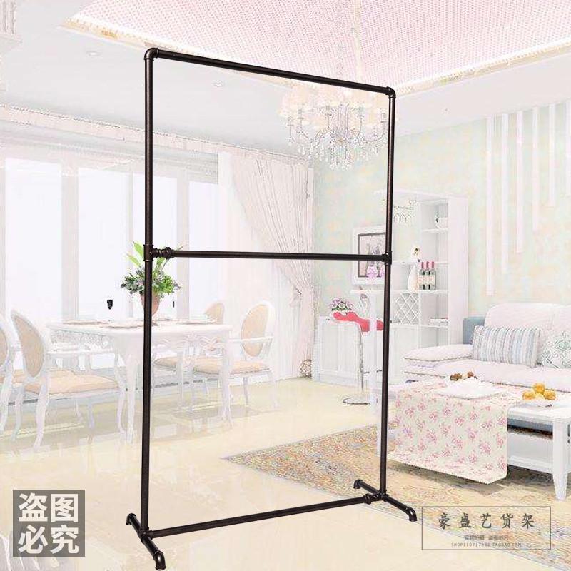 加厚水管挂衣架服装展示架双层铁艺落地架覆古龙门架服装店展示架
