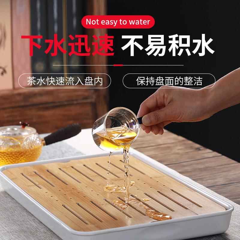 聚千义茶盘家用长方形茶托茶台木托盘实木盘简约日式茶具竹托盘